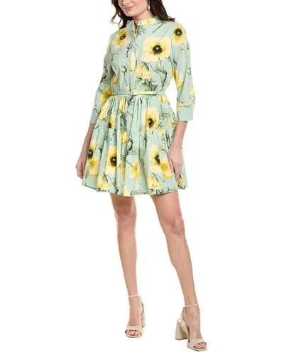 Oscar De La Renta Tiered Shirtdress In Green