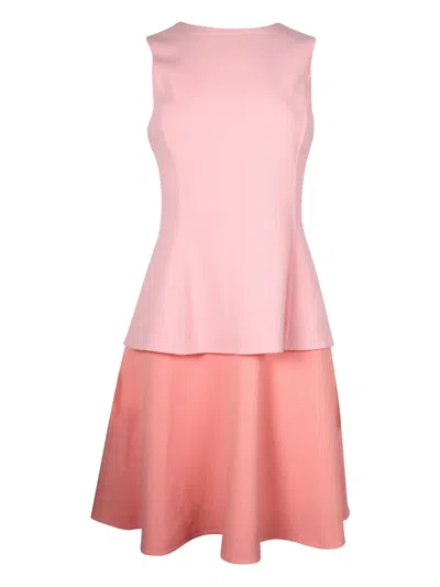 Pre-owned Oscar De La Renta Tiered Sleeveless Mini Dress In Pink
