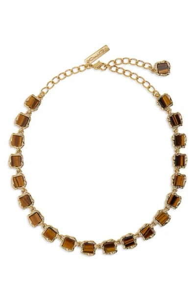 Oscar De La Renta Tiger's Eye Choker Necklace In Tiger Eye