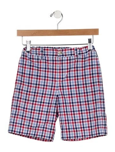 Pre-owned Oscar De La Renta Babies' Toddler Boys Four Pocket Pattern Print Shorts In Blue