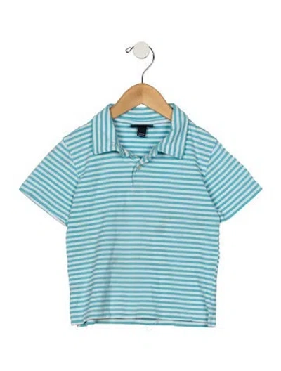 Pre-owned Oscar De La Renta Babies' Toddler Boys Pattern Printed Button Closure Polo In Blue