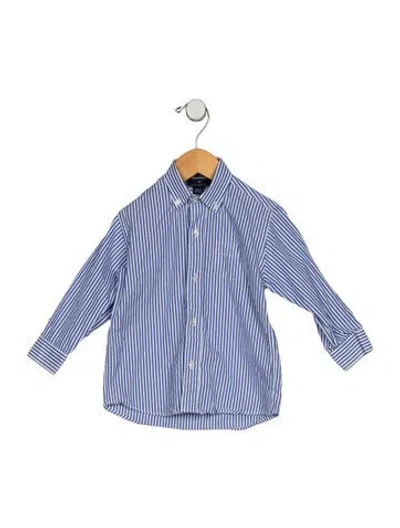 Pre-owned Oscar De La Renta Babies' Toddler Boys Pattern Printed Button Down Shirt In Blue