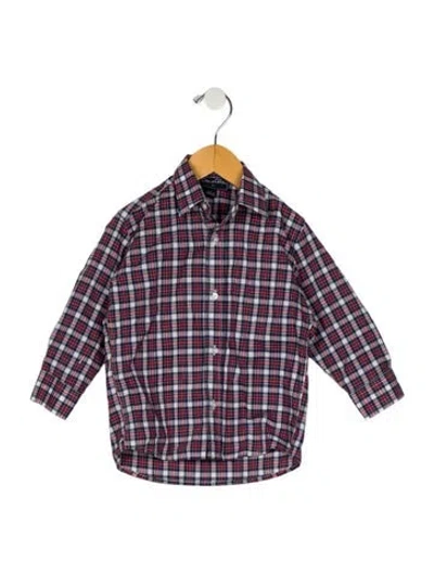 Pre-owned Oscar De La Renta Babies' Toddler Boys Plaid Button Up Shirt In Red