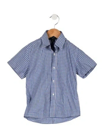 Pre-owned Oscar De La Renta Babies' Toddler Boys' Short Sleeve Casual Shirt In Blue