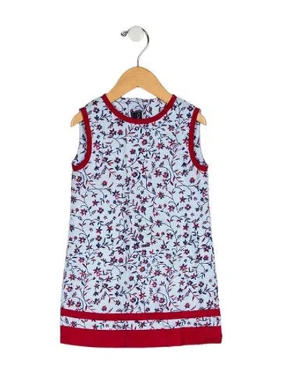 Pre-owned Oscar De La Renta Babies' Toddler Girls' Floral Sleeveless Dress In Blue
