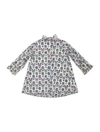 Pre-owned Oscar De La Renta Babies' Toddler Girls' Pattern Print Long Sleeve Dress In Neutral