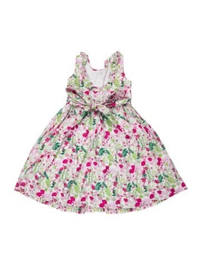 Pre-owned Oscar De La Renta Babies' Toddler Girls' Pattern Print Sleeveless Dress In White