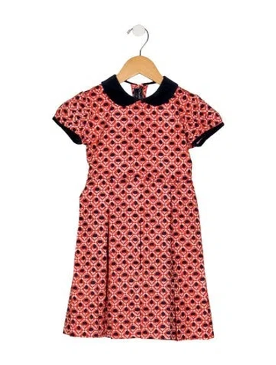 Pre-owned Oscar De La Renta Babies' Toddler Girls Pattern Printed Pleated Dress In Red