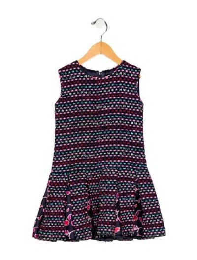 Pre-owned Oscar De La Renta Babies' Toddler Girls Ruffled Sleeveless Dress In Multi