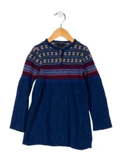 Pre-owned Oscar De La Renta Babies' Toddler Girls Sweater Dress In Blue