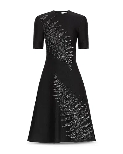 Oscar De La Renta Tonal Fern Stitch Dress In Gray