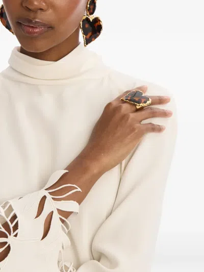 Oscar De La Renta Tortoise Stone Heart Ring In Gold