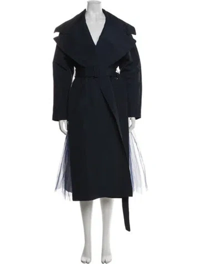 Pre-owned Oscar De La Renta Trench Coat In Blue