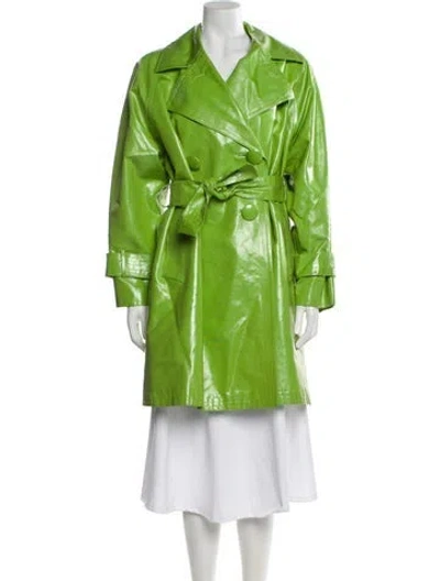 Pre-owned Oscar De La Renta Trench Coat In Green