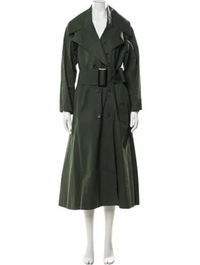 Pre-owned Oscar De La Renta Trench Coat In Green