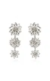 Oscar De La Renta Triple Drop Flower Clip-on Earrings In Silver