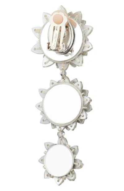 Oscar De La Renta Triple Flower Drop Clip-on Earrings In Smoke