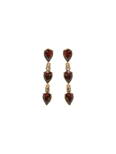 Oscar De La Renta Triple Drop Clip-on Earrings In Amber