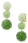 Oscar De La Renta Triple Pompom Beaded Drop Earrings