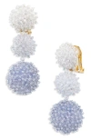 Oscar De La Renta Triple Pompom Beaded Drop Earrings