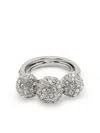 Oscar De La Renta Crystal 3 Ball Ring In Silver