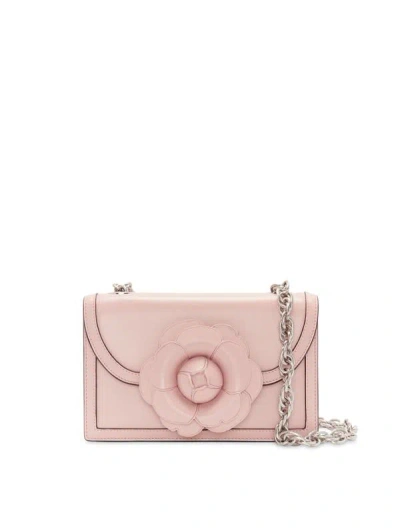 Oscar De La Renta Tro Floral-appliqué Shoulder Bag In Pink