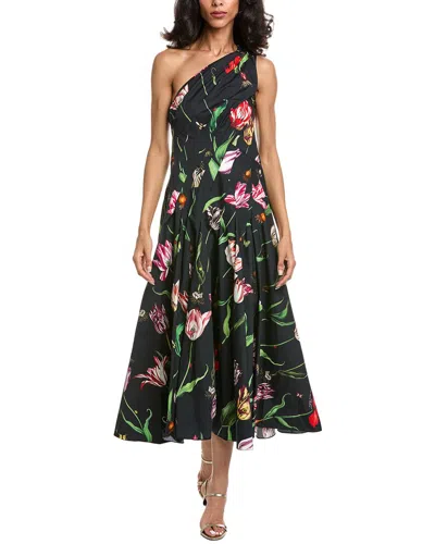 Oscar De La Renta Tulip One Shoulder Dress In Multi