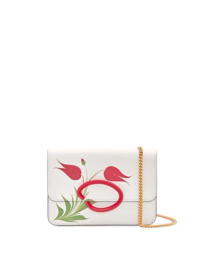 Oscar De La Renta Tulip Printed O Pochette In Ivory Multi