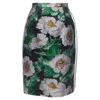 Oscar De La Renta Tulle Overlay Floral Jacquard Skirt In Black