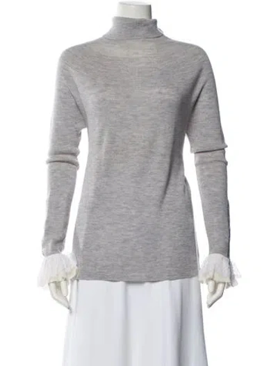 Pre-owned Oscar De La Renta Turtleneck Long Sleeve Sweatshirt In Gray