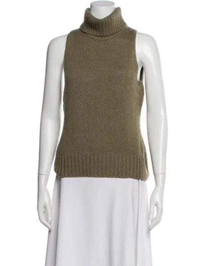 Pre-owned Oscar De La Renta Turtleneck Sweater In Green