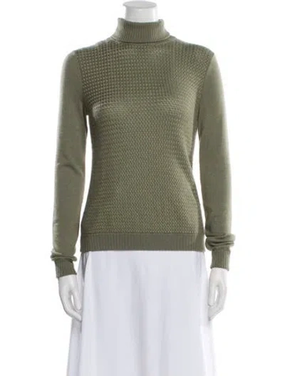 Pre-owned Oscar De La Renta Turtleneck Sweater In Green