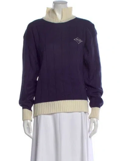 Pre-owned Oscar De La Renta Turtleneck Sweater In Purple