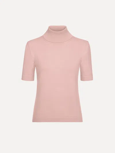 Oscar De La Renta Short-sleeved Knitted Turtleneck T-shirt In Pink