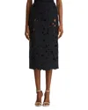 Oscar De La Renta Tweed Embroidered Cutout Skirt In Black