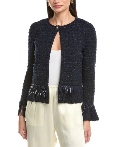Oscar De La Renta Tweed Fringe Wool-blend Jacket In Multi