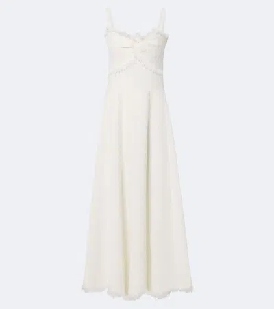 Oscar De La Renta Tweed Midi Dress In White