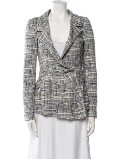 Pre-owned Oscar De La Renta Tweed Pattern Blazer In Multi