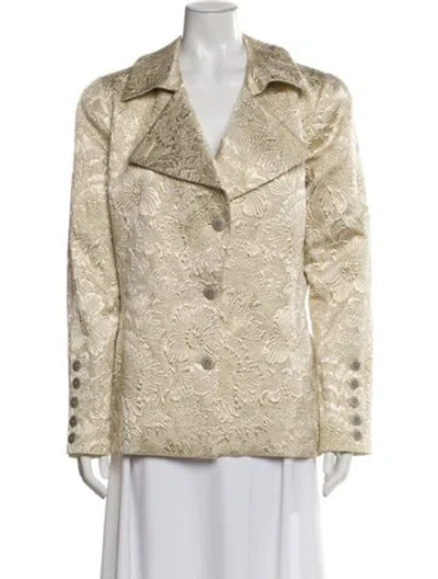 Pre-owned Oscar De La Renta Tweed Pattern Blazer In Neutral