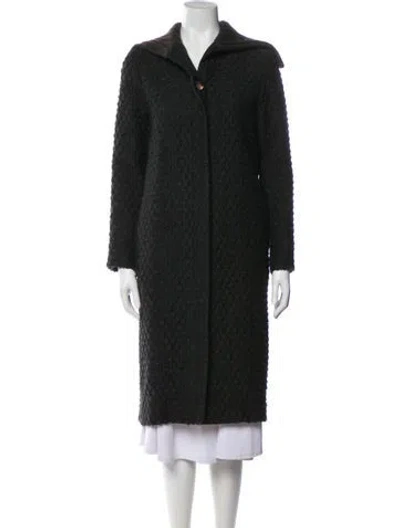 Pre-owned Oscar De La Renta Tweed Pattern Coat In Gray
