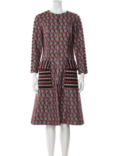 Pre-owned Oscar De La Renta Tweed Pattern Coat In Multi
