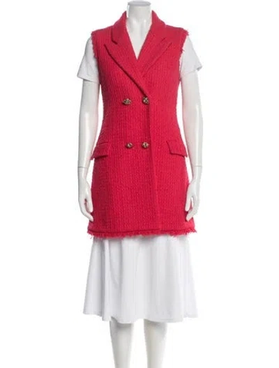 Pre-owned Oscar De La Renta Tweed Pattern Coat In Pink