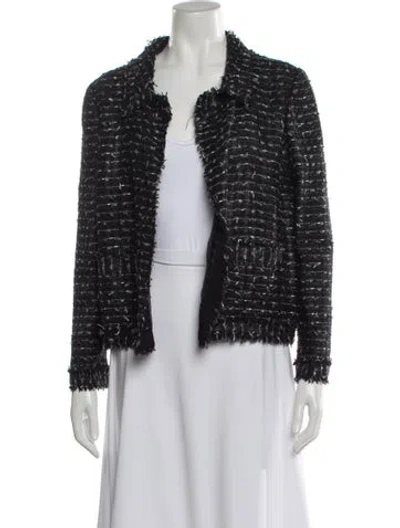 Pre-owned Oscar De La Renta Tweed Pattern Evening Jacket In Black