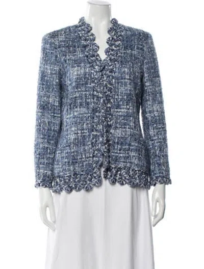 Pre-owned Oscar De La Renta Tweed Pattern Evening Jacket In Multi