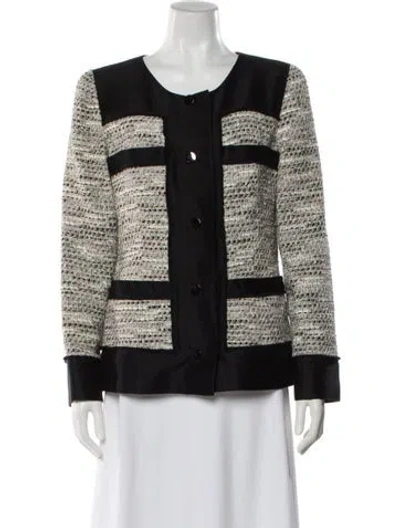 Pre-owned Oscar De La Renta Tweed Pattern Evening Jacket In Neutral