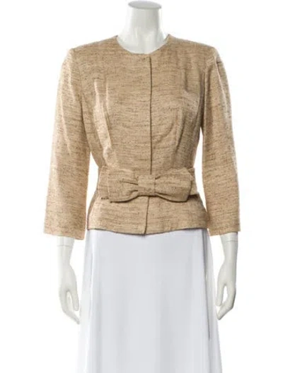 Pre-owned Oscar De La Renta Tweed Pattern Evening Jacket In Neutral