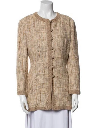 Pre-owned Oscar De La Renta Tweed Pattern Evening Jacket In Neutral