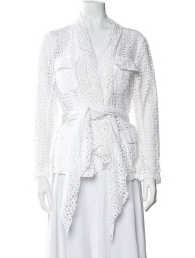 Pre-owned Oscar De La Renta Tweed Pattern Evening Jacket In White