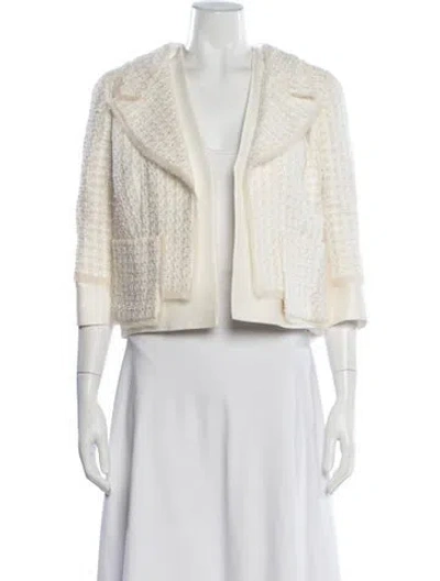 Pre-owned Oscar De La Renta Tweed Pattern Jacket In Neutrals