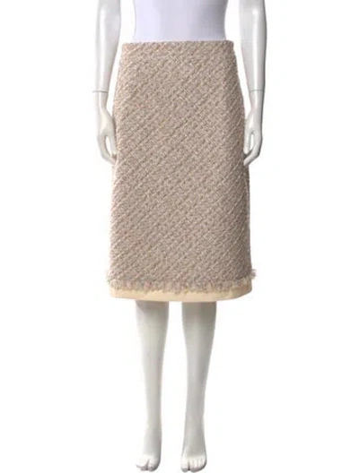 Pre-owned Oscar De La Renta Tweed Pattern Knee-length Skirt W/ Tags In Neutral